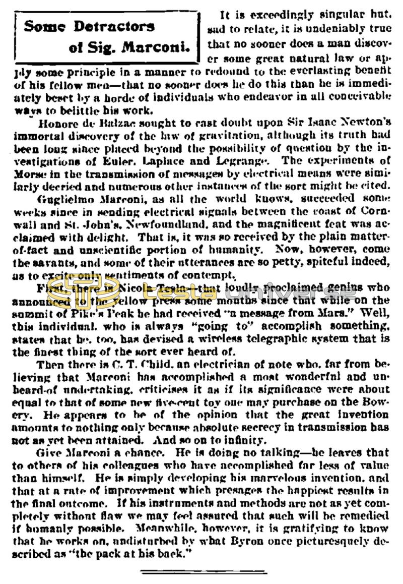 Preview of Some Detractors of Sig. Marconi article