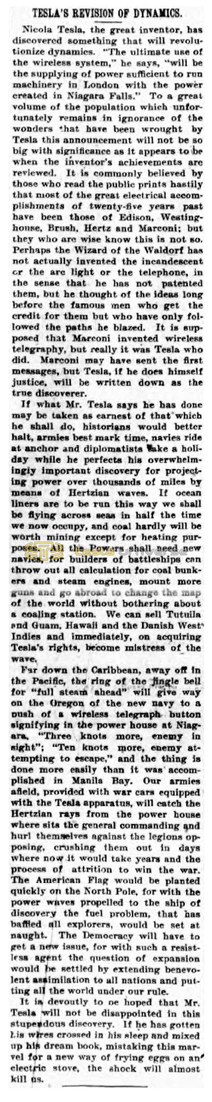 Preview of Tesla's Revision of Dynamics article