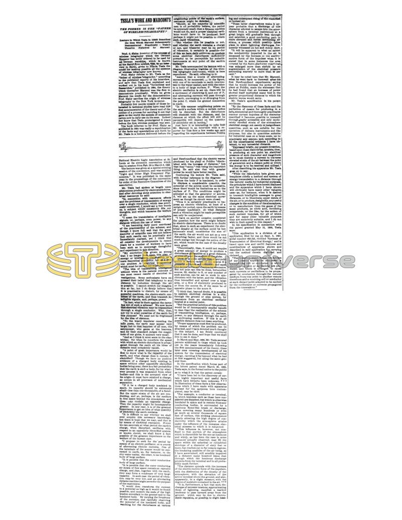 Preview of Tesla's Work and Marconi's - The Former is the "Father of Wireless Telegraphy" article