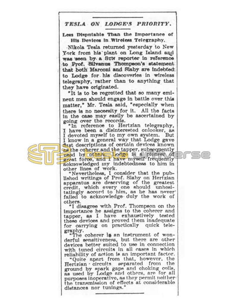 Preview of Tesla on Lodge's Priority article