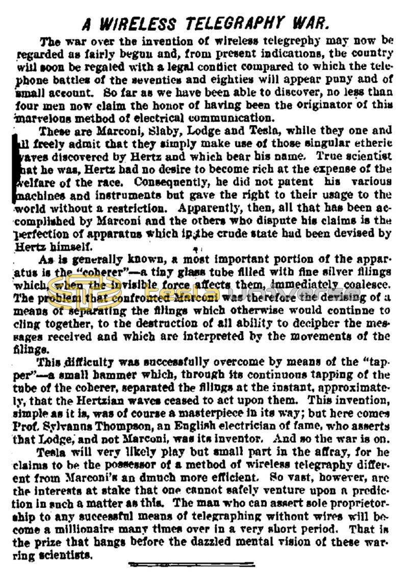Preview of A Wireless Telegraphy War article