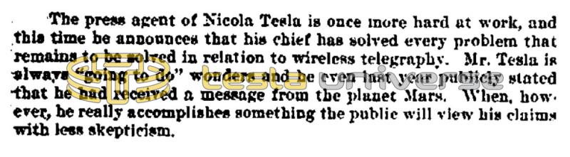 Preview of Mr. Tesla is Always "Going to Do" Wonders article