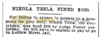 Preview of Nikola Tesla Fined $100 (reprint 2) article