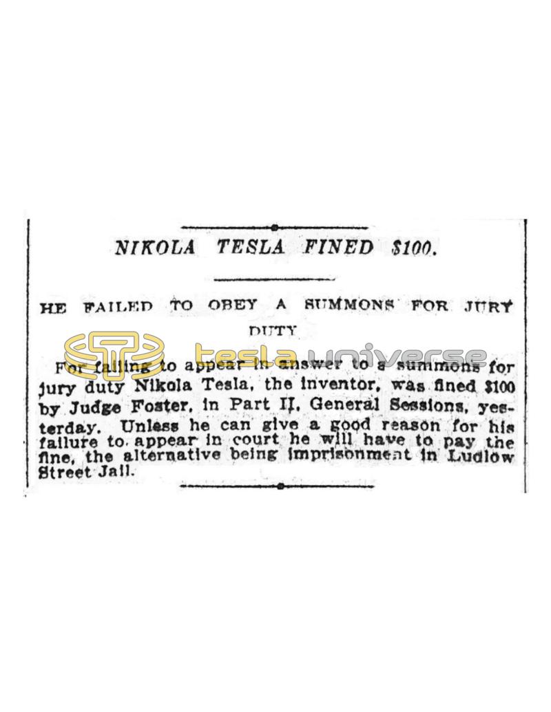 Preview of Nikola Tesla Fined $100 article