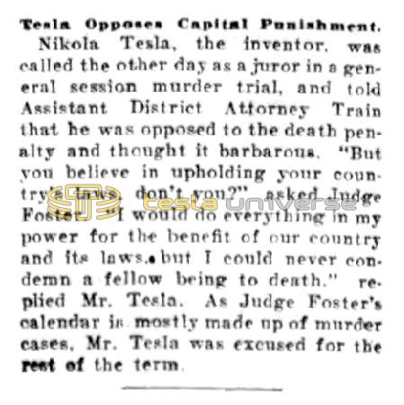 Preview of Tesla Opposes Capital Punishment article