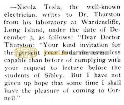 Preview of Nikola Tesla Declines to Lecture article