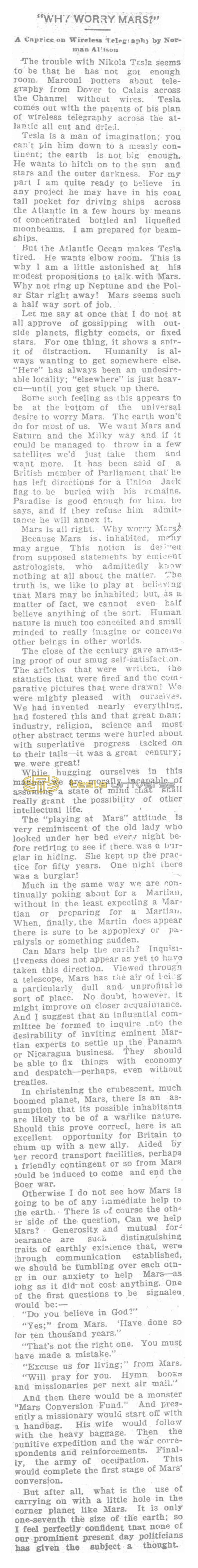Preview of Why Worry Mars? article