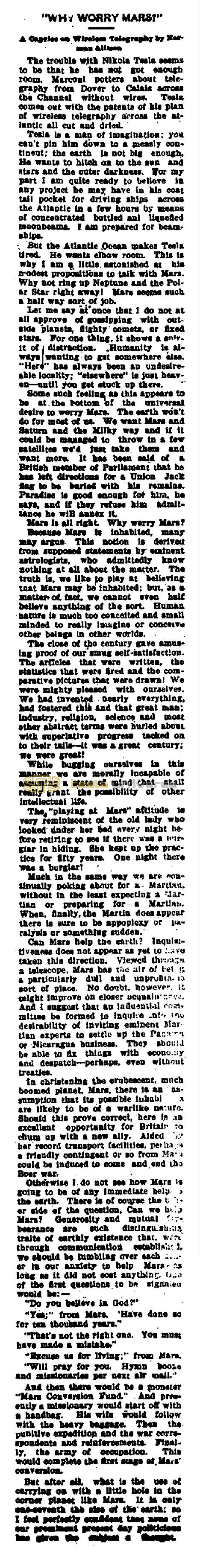 Preview of Why Worry Mars? article