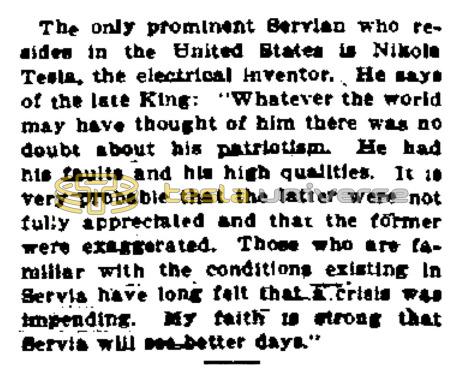 Preview of Tesla's Faith in Serbia and the King article