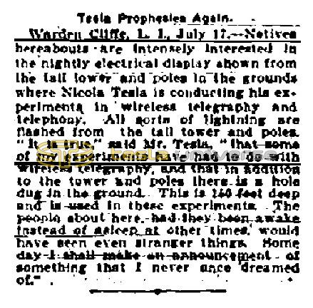 Preview of Tesla Prophesies Again article