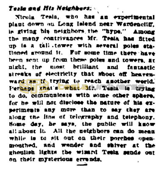 Preview of Tesla and His Neighbors article