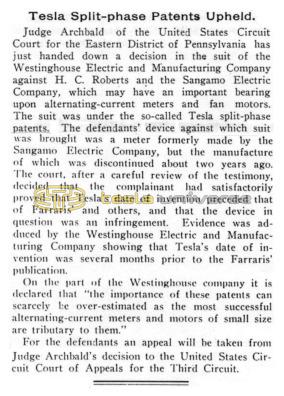 Preview of Tesla Split-phase Patents Upheld article