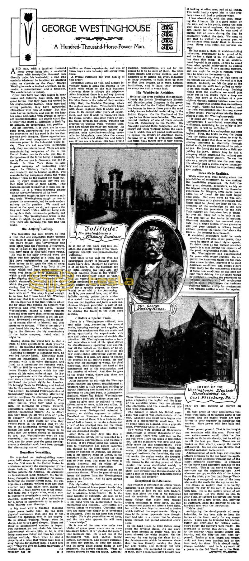 Preview of George Westinghouse - A Hundred-Thousand-Horse-Power Man article