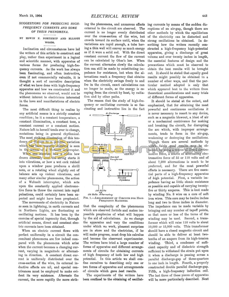 Preview of Suggestions for Producing High-Frequency Currents and Some of Their Phenomena - Part 1 article