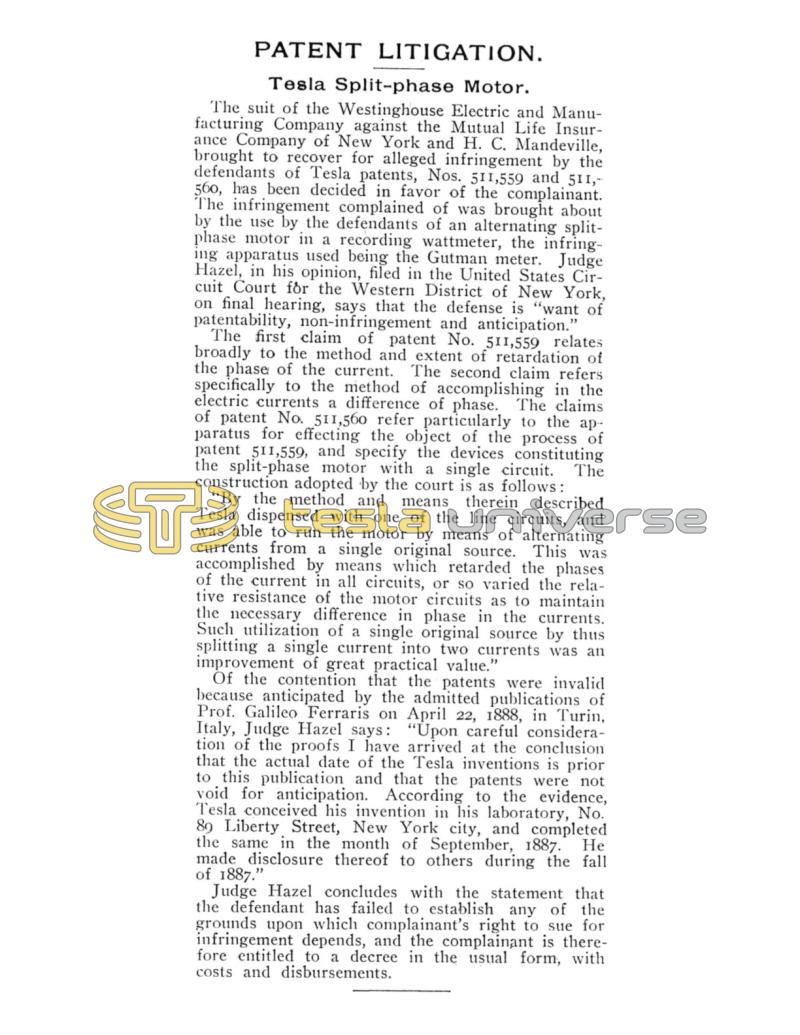 Preview of Patent Litigation - Tesla Split-phase Motor article