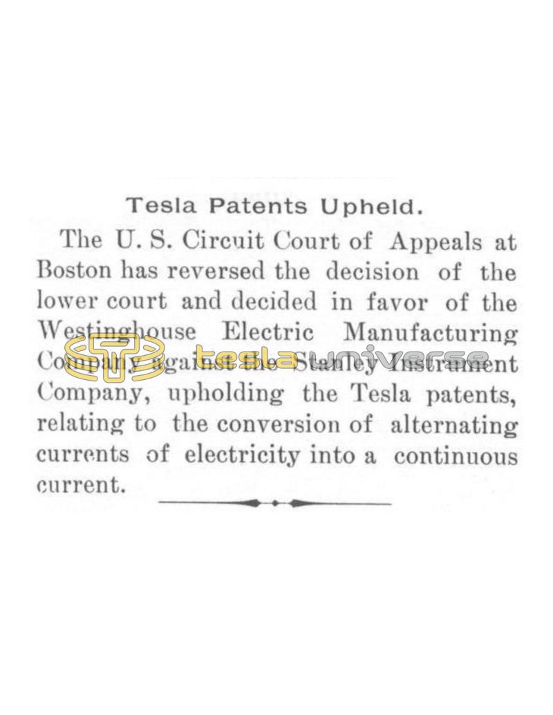 Preview of Tesla Patents Upheld in Stanley Instrument Co. Suit article