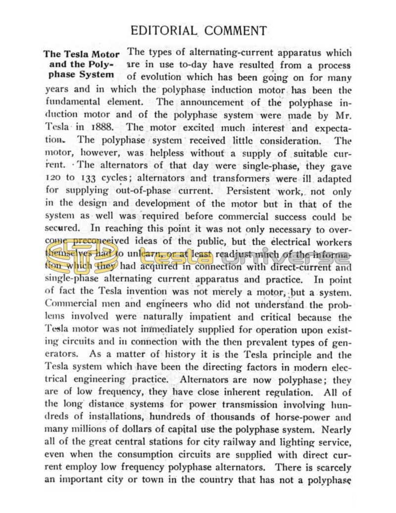 Preview of Editorial Comment - The Tesla Motor and the Polyphase System article