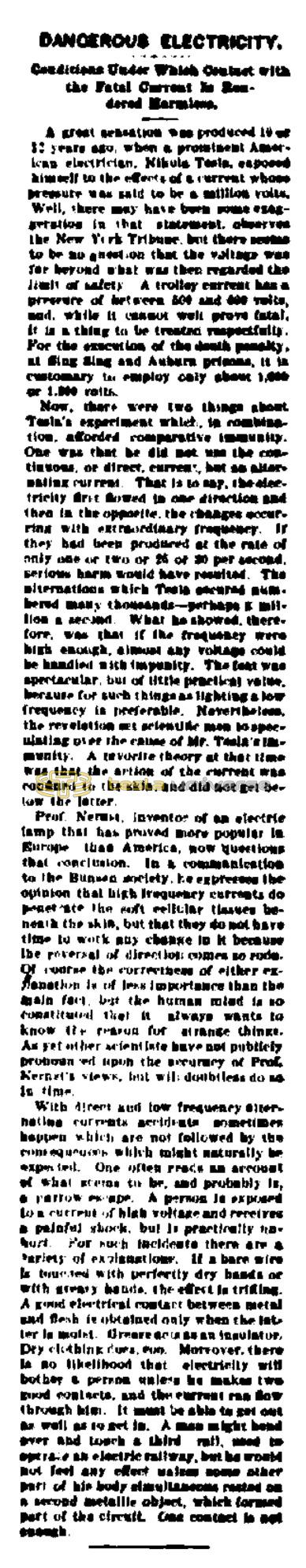 Preview of Dangerous Electricity article