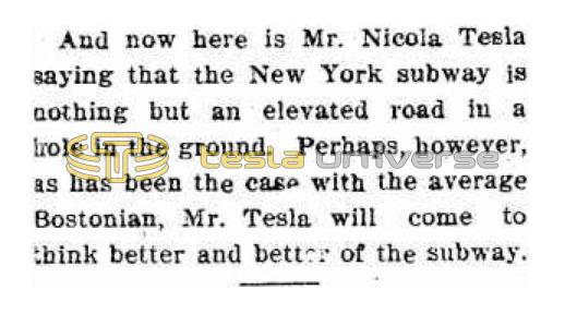 Preview of Nikola Tesla's Thoughts on the Subway article