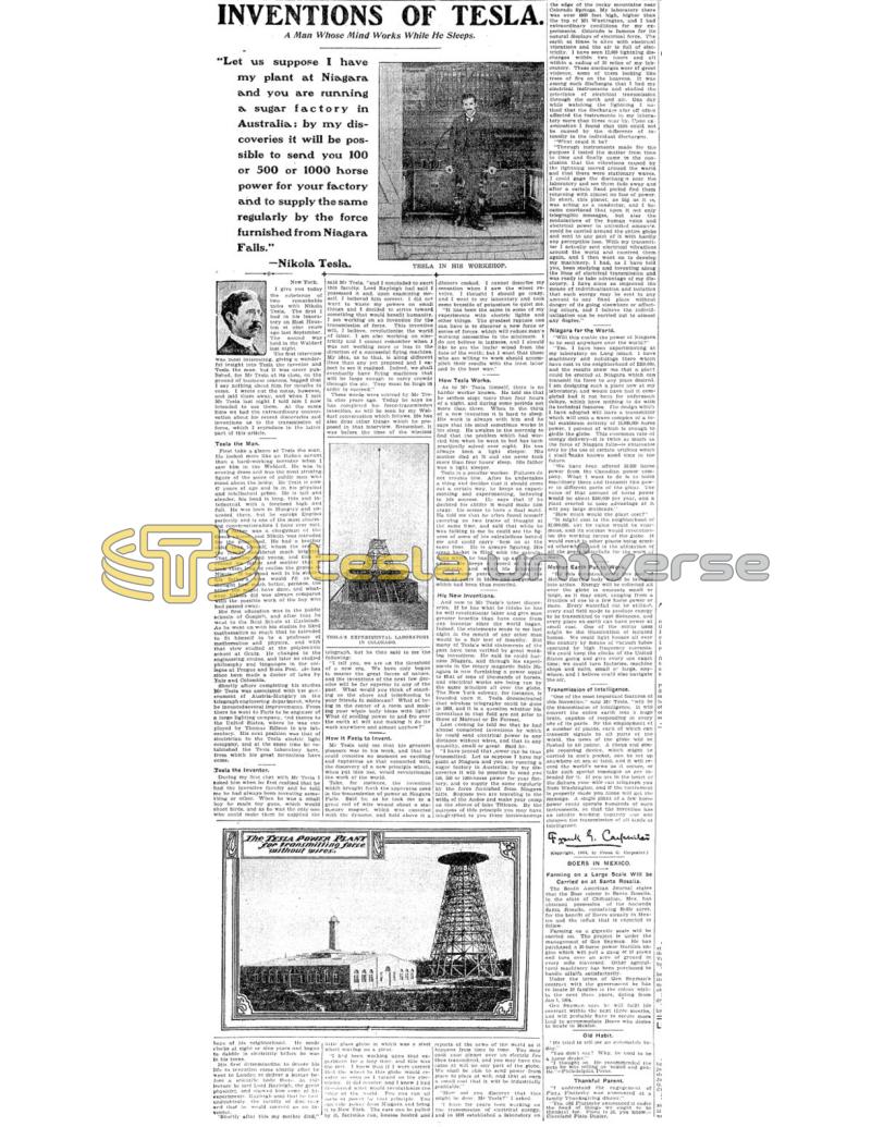 Preview of Inventions of Tesla article