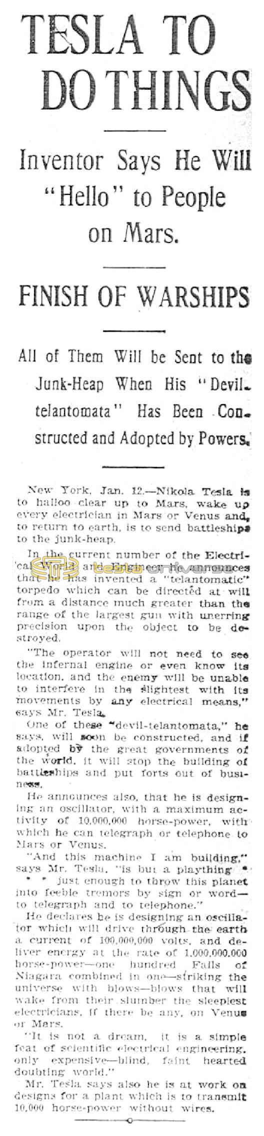 Preview of Tesla to Do Things article