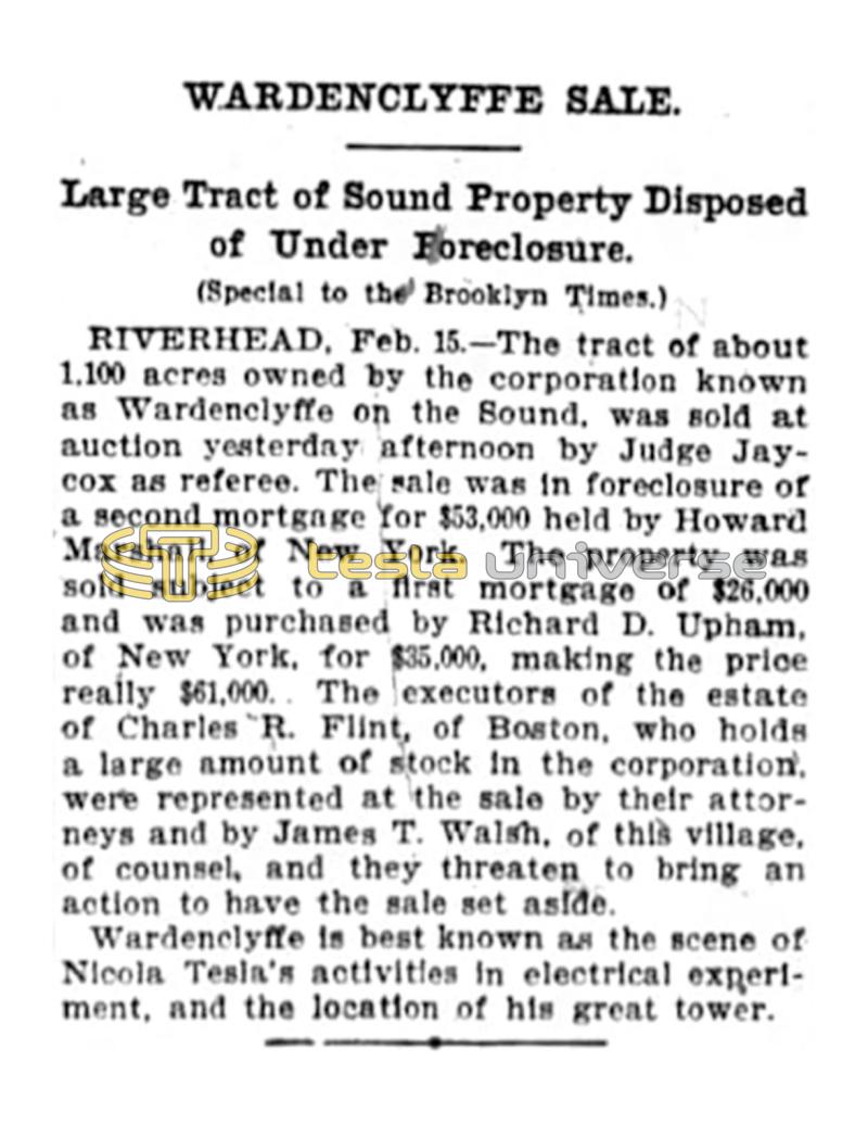 Preview of Wardenclyffe Sale article