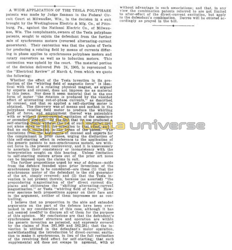 Preview of A Wide Application of the Tesla Polyphase Patents article