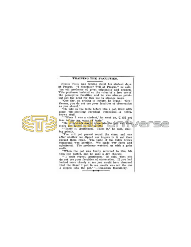 Preview of Nikola Tesla on Training the Faculties article