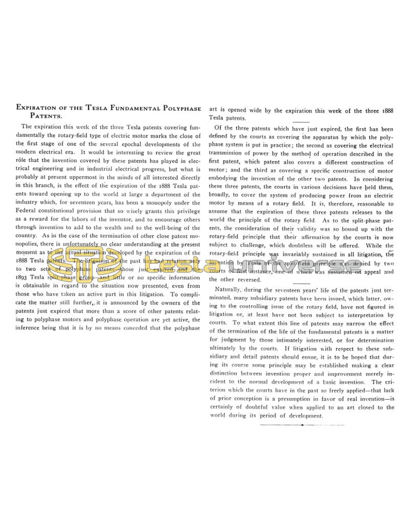 Preview of Expiration of the Tesla Fundamental Polyphase Patents article