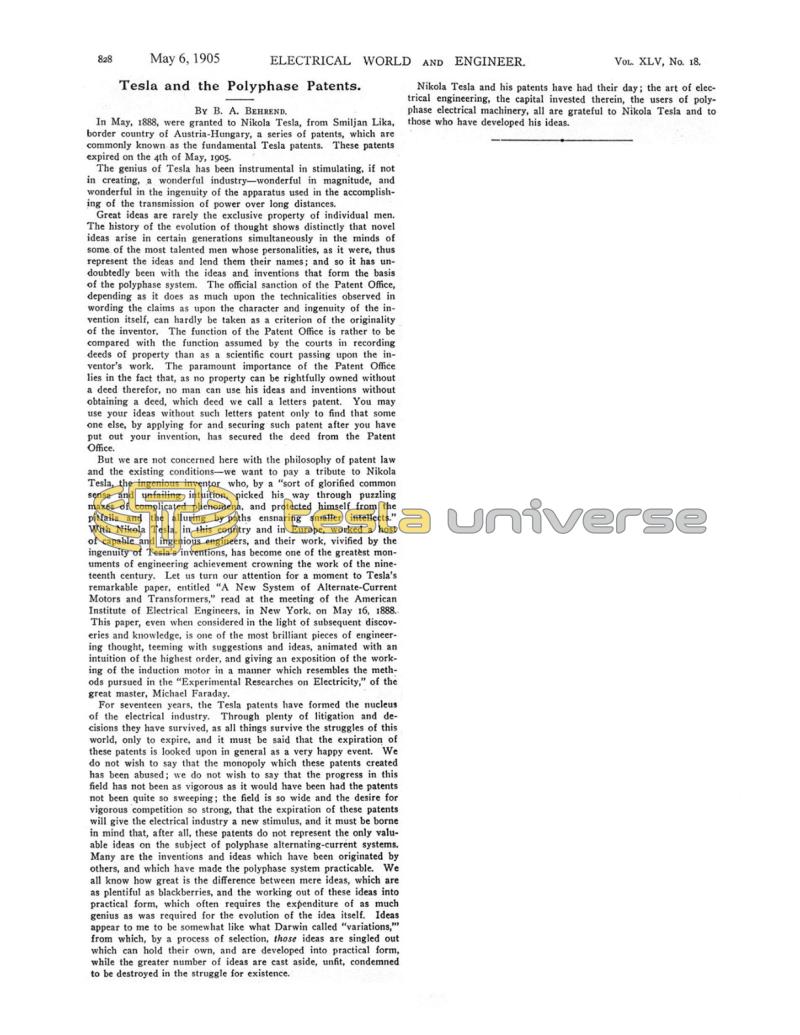 Preview of Tesla and the Polyphase Patents article