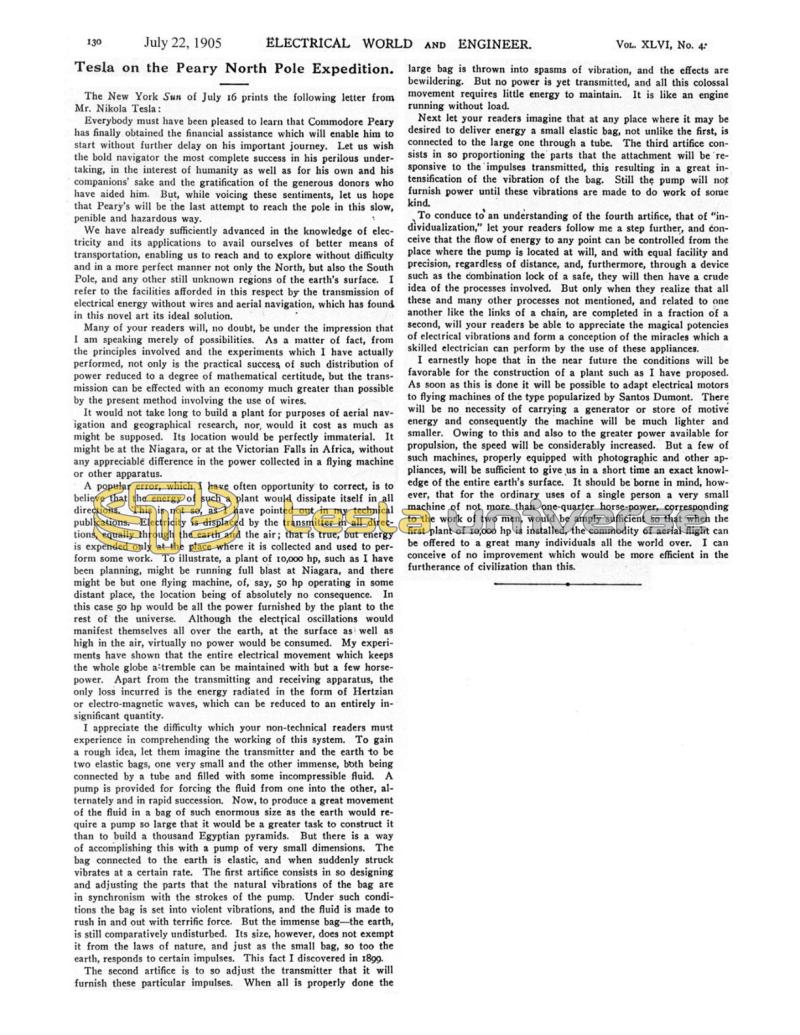 Preview of Tesla on the Peary North Pole Expedition (reprint) article