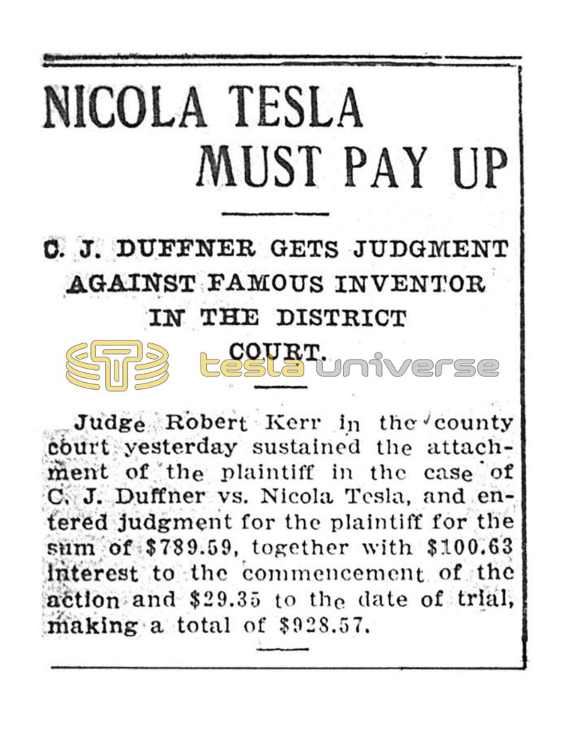 Preview of Nikola Tesla Must Pay Up article