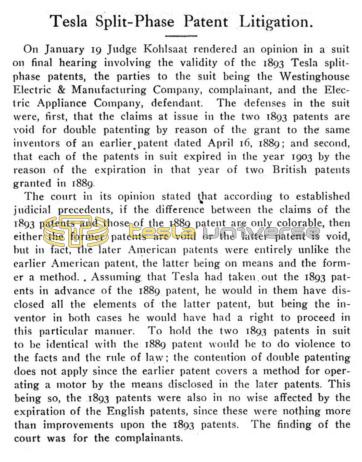 Preview of Tesla Split-Phase Patent Litigation (Feb. 17, 1906) article