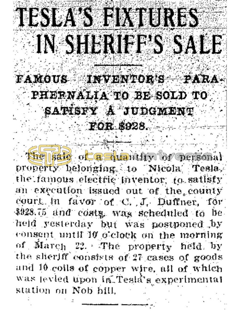 Preview of Tesla's Fixtures in Sheriff's Sale article