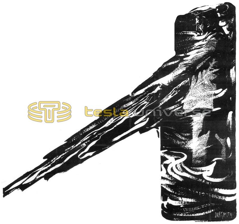 Illustration of Nikola Tesla Hurling Lightning