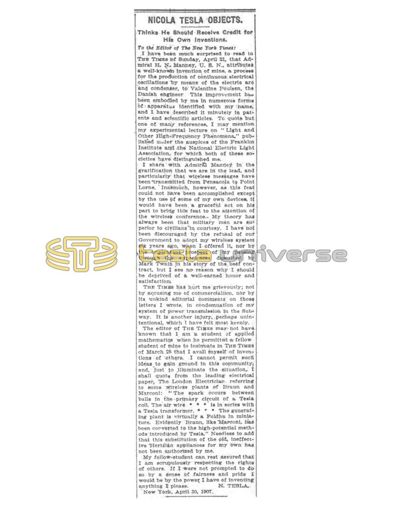 Preview of Nikola Tesla Objects article