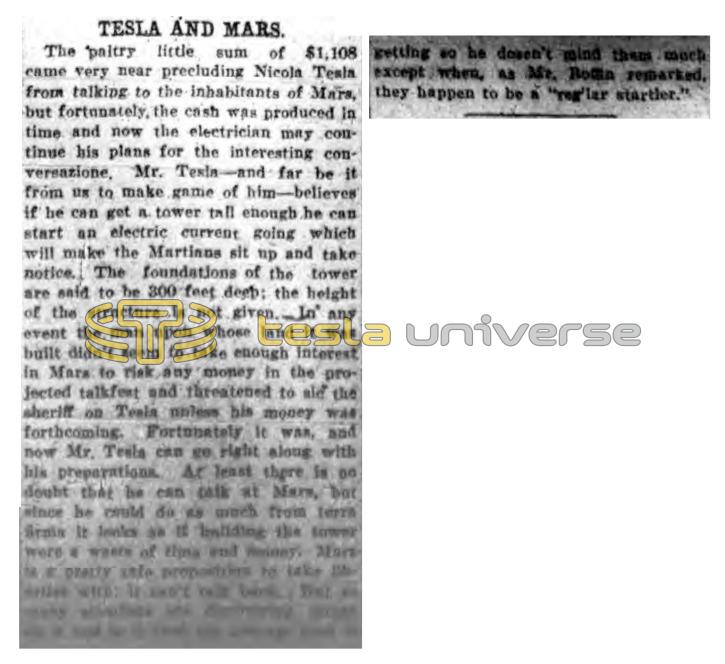Preview of Tesla and Mars (July 27, 1907) article