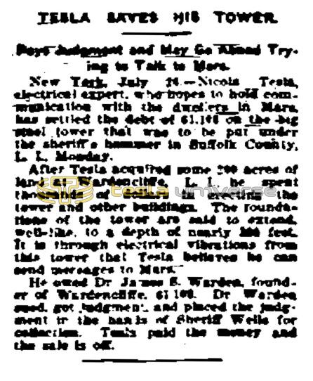 Preview of Tesla Saves His Tower article