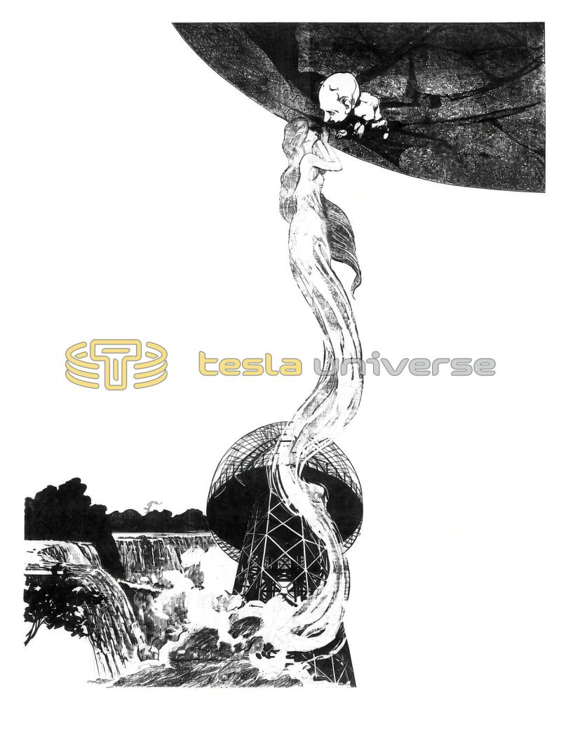 Illustration of Lady Niagara Speaking to Mars Through Wardenclyffe Tower
