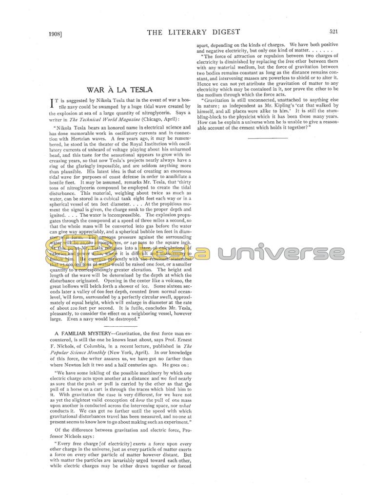 Preview of War à La Tesla article