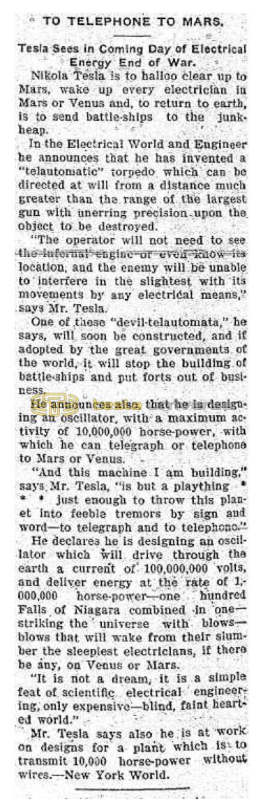 Preview of To Telephone to Mars (reprint) article