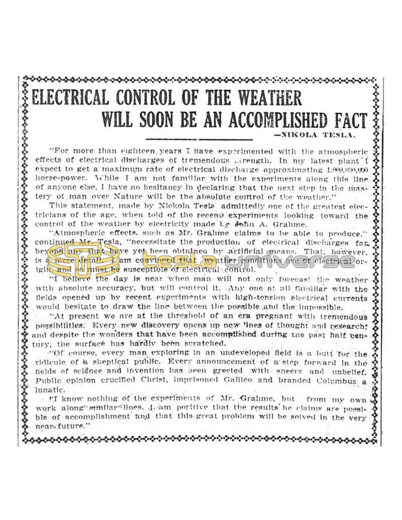Preview of Electrical Control of the Weather Will Soon Be an Accomplished Fact article