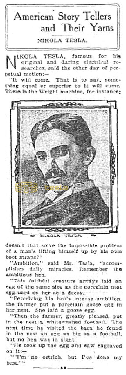 Preview of American Story Tellers and Their Yarns - Nikola Tesla article