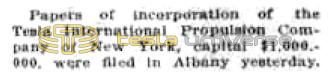 Preview of Announcement of Tesla International Propulsion Company Incorporation article