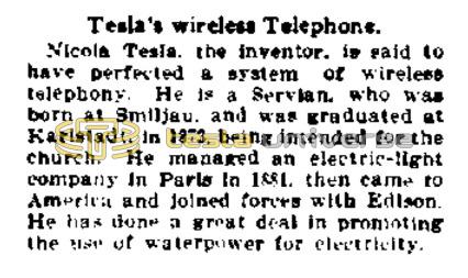 Preview of Tesla's Wireless Telephone article