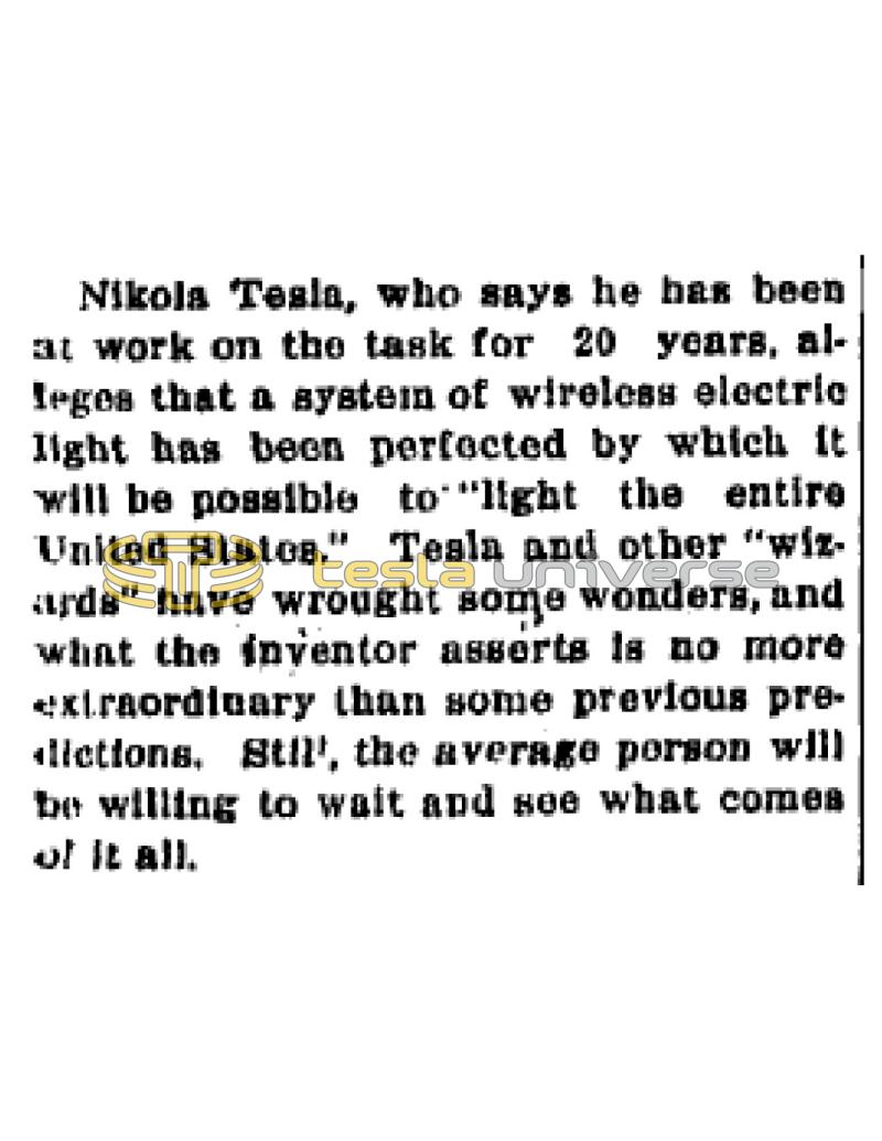 Preview of Tesla Predicts Lighting the Entire United States article