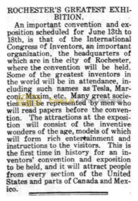 Preview of Rochester's Greatest Exhibition (reprint) article