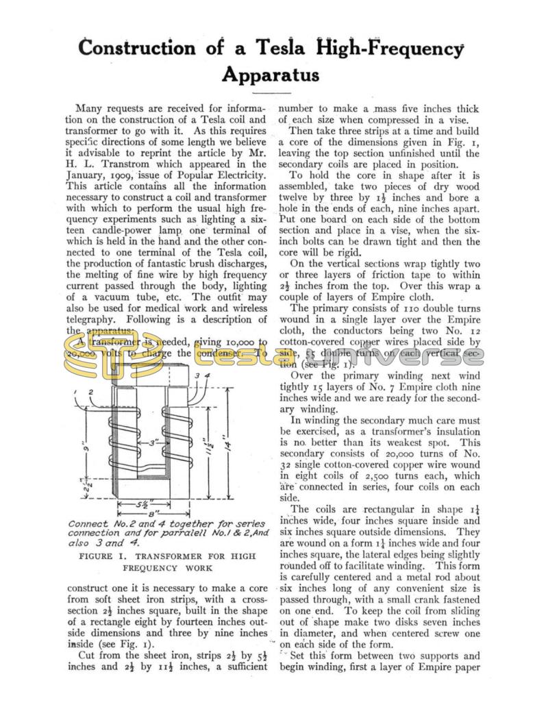 Preview of Construction of a Tesla High-Frequency Apparatus article
