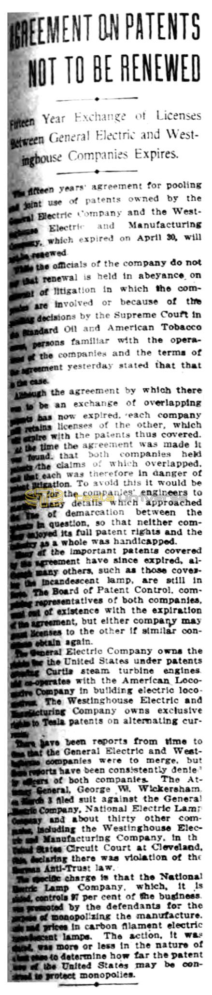 Preview of Agreement on Patents Not to Be Renewed article
