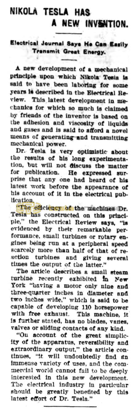 Preview of Nikola Tesla Has a New Invention article